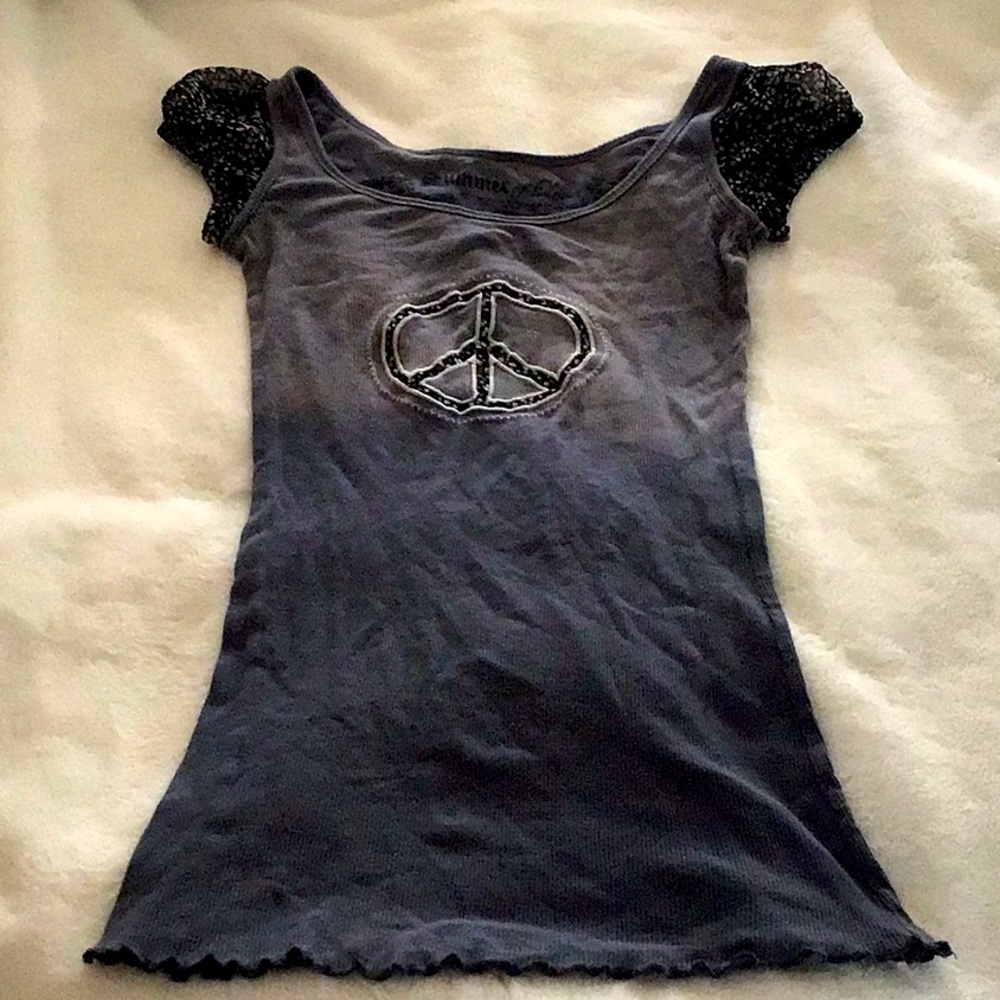 Really GUC Summer of LOVE long tank tee, hombre grey blue Sz M
